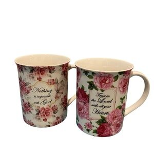 Elegance Mug set of 2 Floral Inspirational Scripture